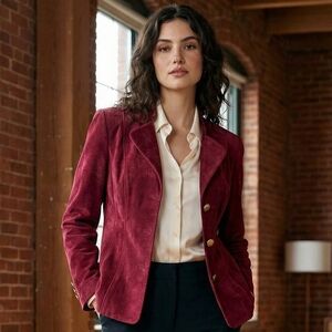 Laura Petites Burgundy Velvet Women's Blazer Size 12